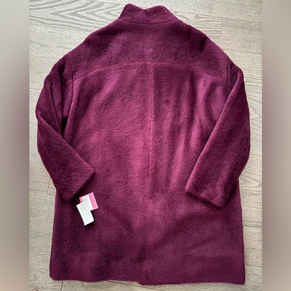 NWT kate spade gorgeous burgundy brushed wool coat with pearl buttons - Size XL - Picture 8 of 8